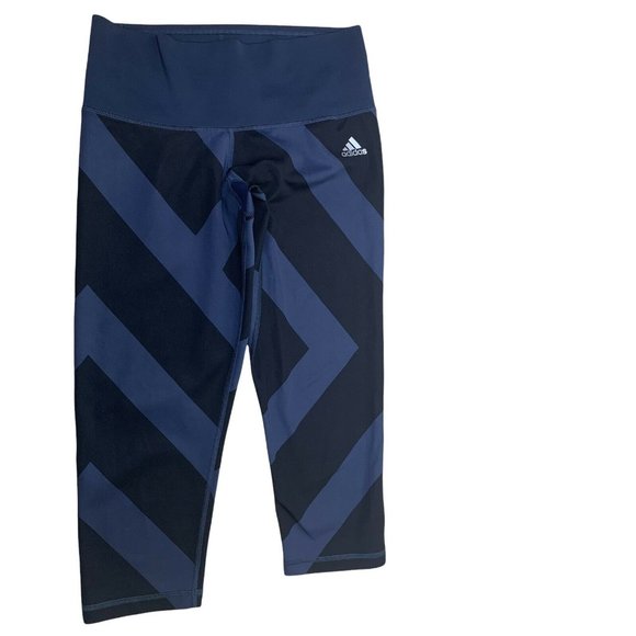 Adidas Climate Capri Leggings Purple And Black Striped Accent Womens Size Small - Picture 9 of 12